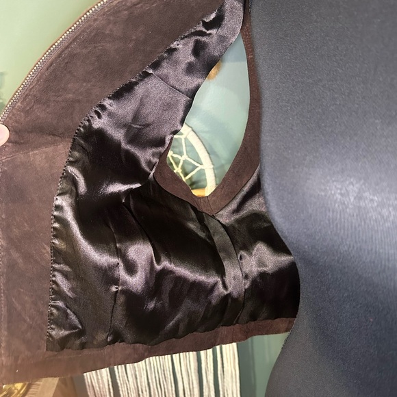 Vintage Harolds Brown Suede Leather Cropped Vest 90s Zip (See Sizing) - Picture 6 of 6